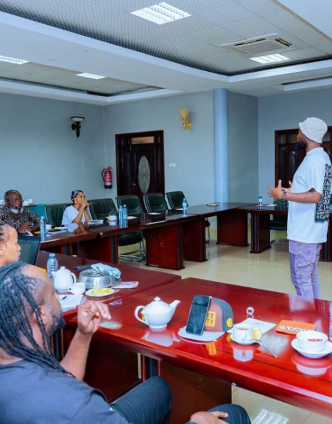 The UNMF president Eddy Kenzo adressing the gathering